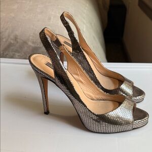 Anne Klein Elegant Metallic Snakeskin Slingback Heels